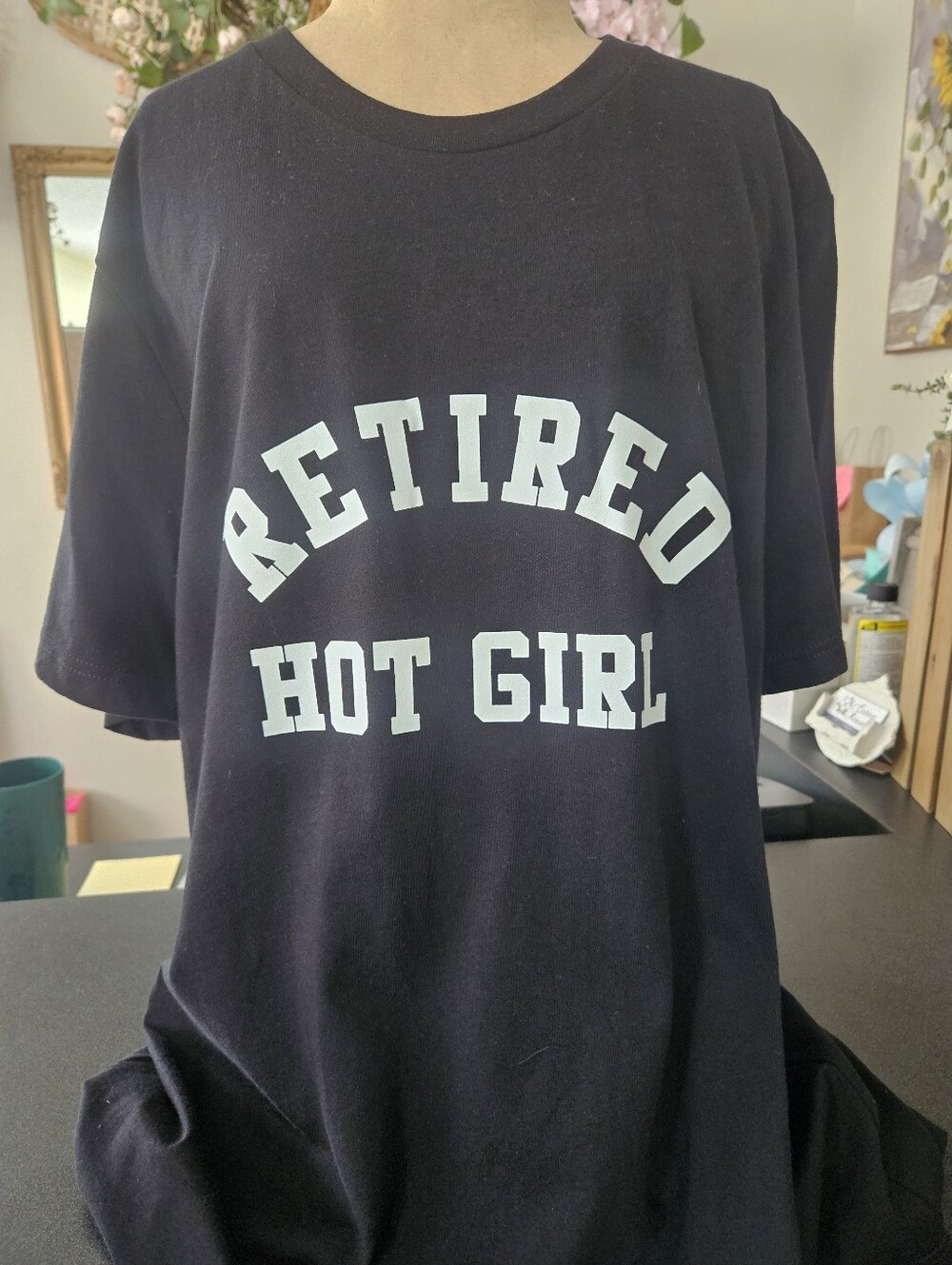 Black "Retired Hot Girl" Graphic Tee - Women